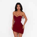 Amélie · Vestido corto drapeado con brillo