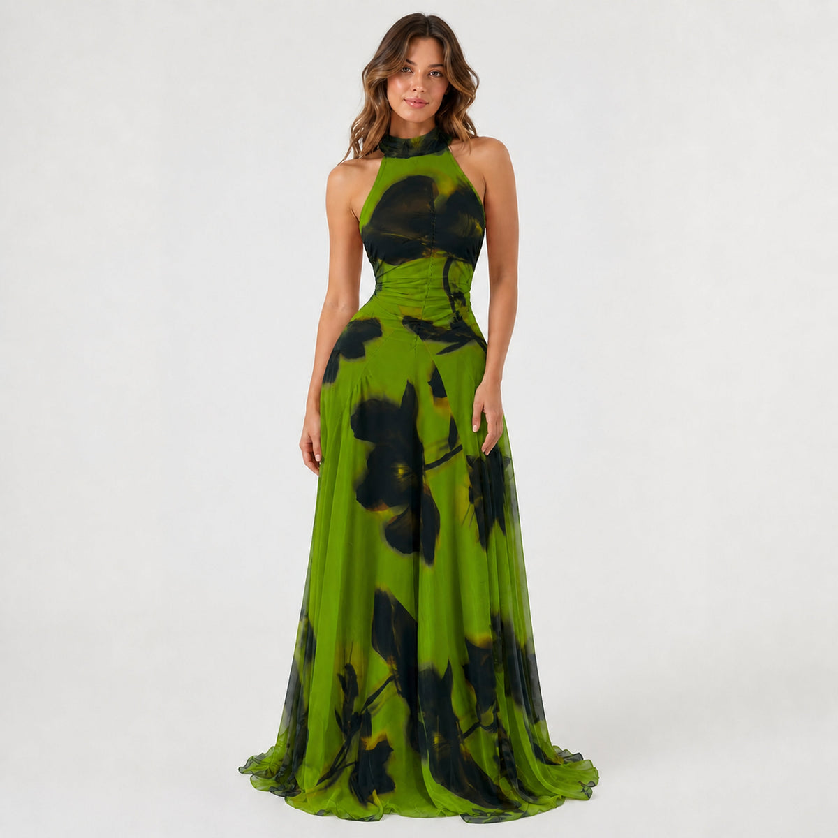 Amélie · Vestido largo de malla estampada con forro