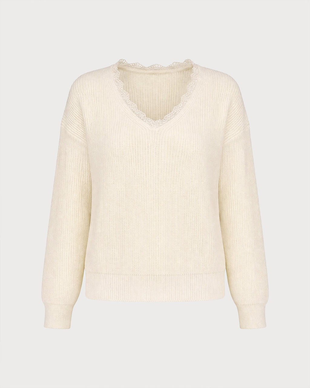 Jersey de punto albaricoque combinado con escote en V