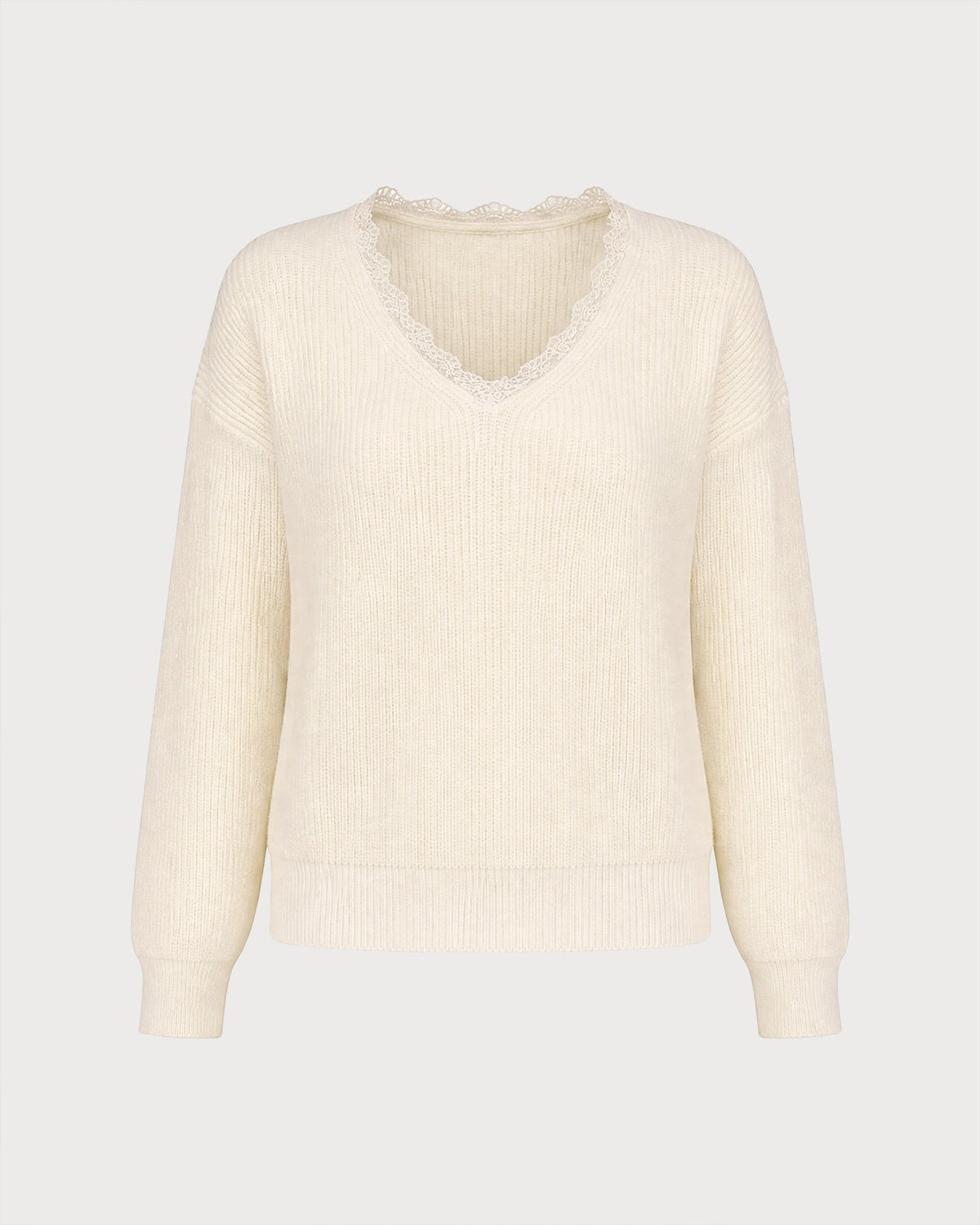 Jersey de punto albaricoque combinado con escote en V
