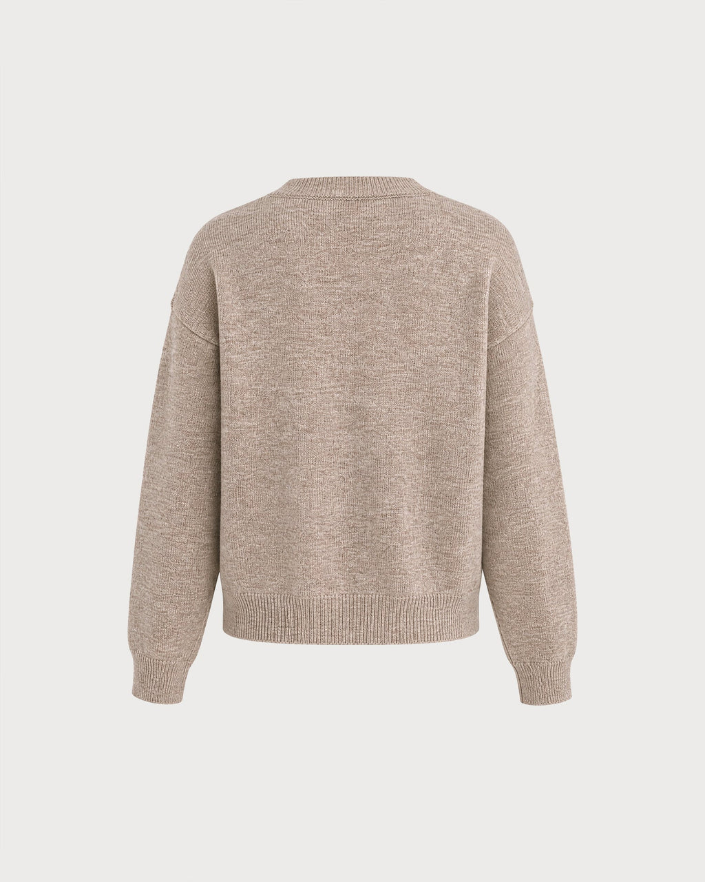 Jersey de punto caqui con cuello redondo