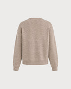 Jersey de punto caqui con cuello redondo