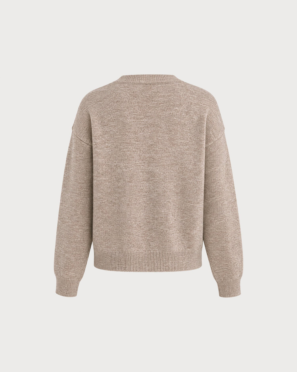 Jersey de punto caqui con cuello redondo