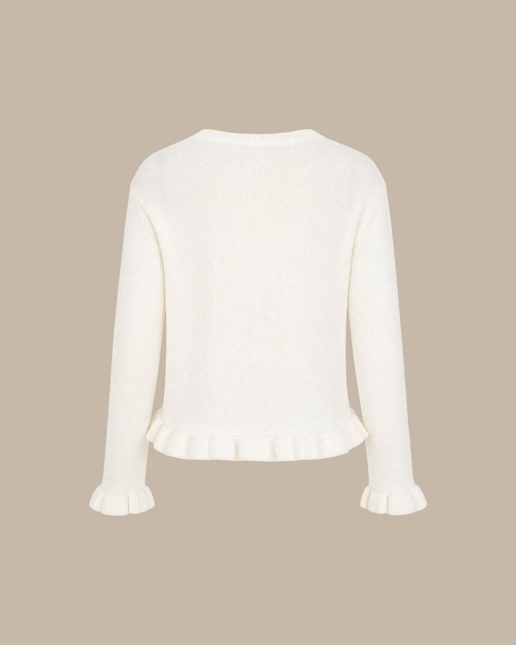 Chaqueta de punto blanco roto con botonadura sencilla