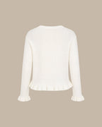 Chaqueta de punto blanco roto con botonadura sencilla
