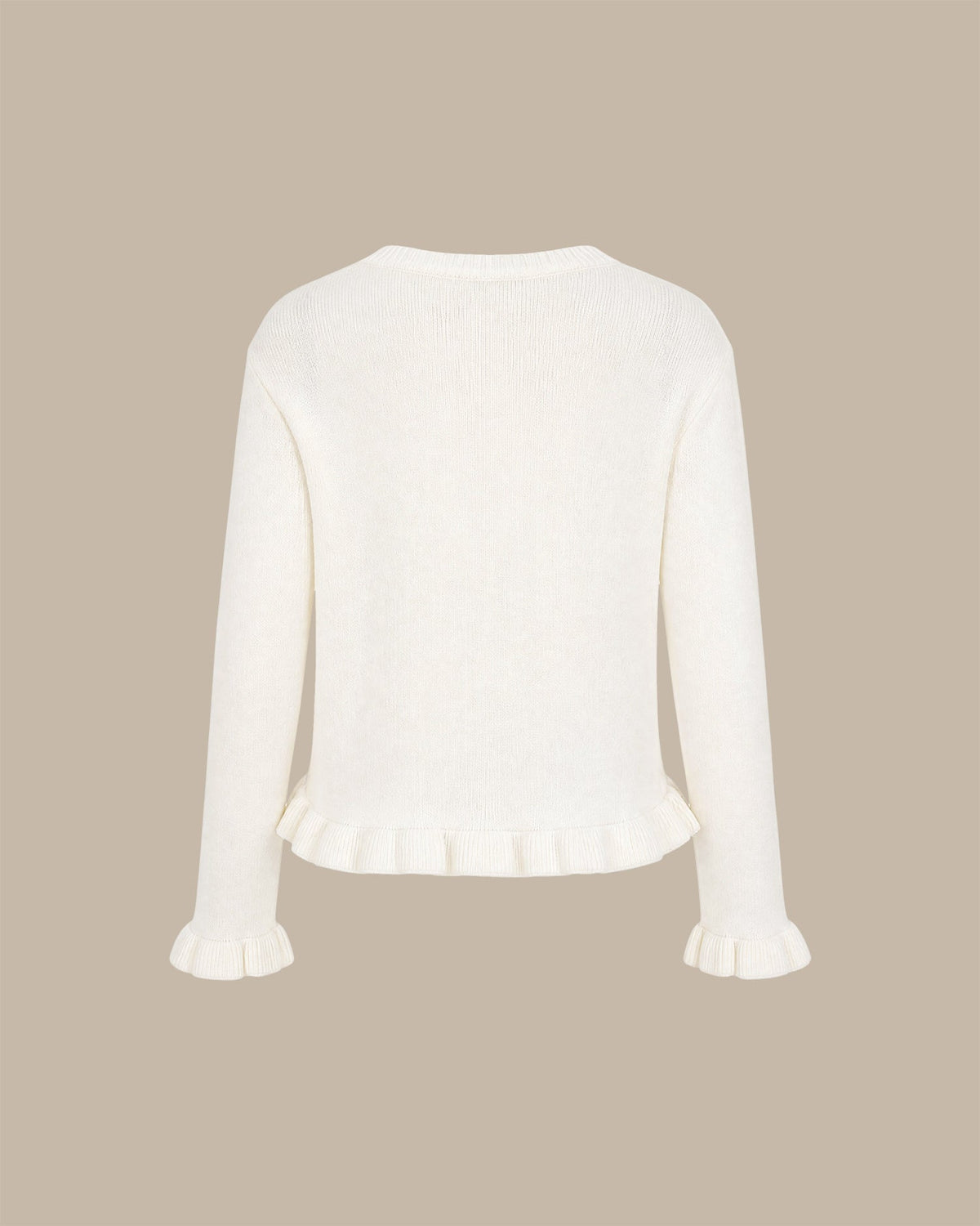 Chaqueta de punto blanco roto con botonadura sencilla