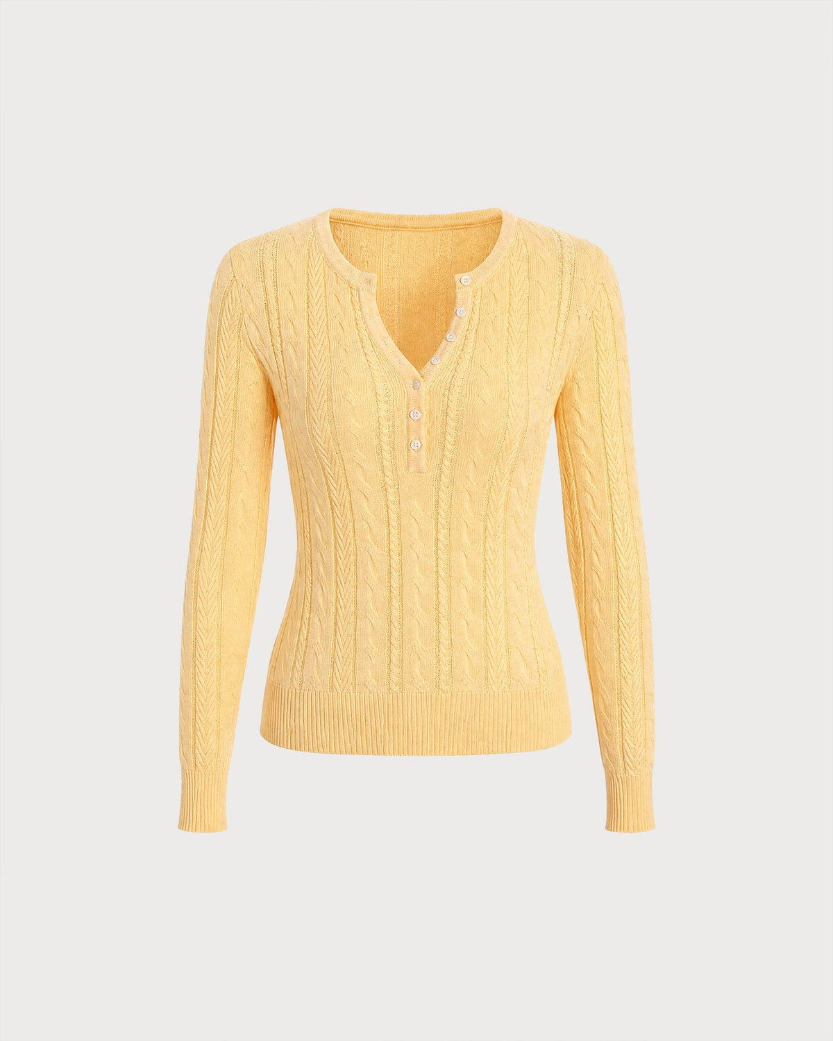 Jersey de punto amarillo texturizado con cuello redondo