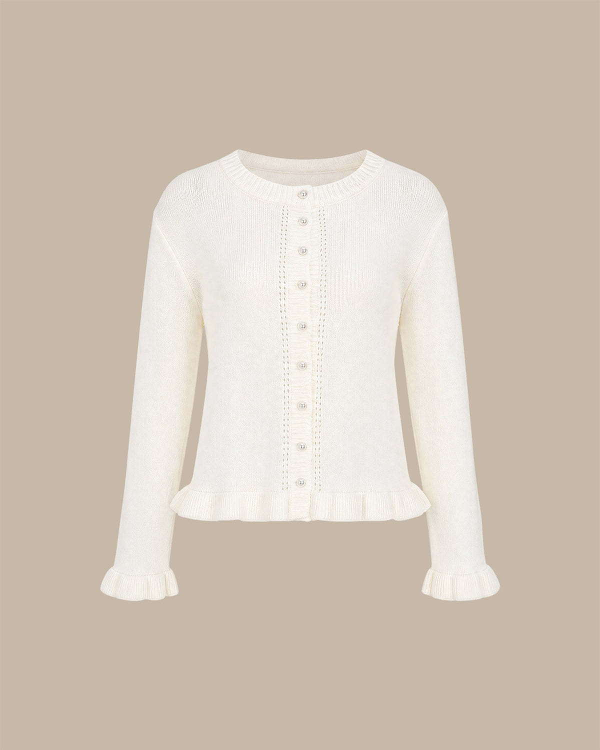 Chaqueta de punto blanco roto con botonadura sencilla