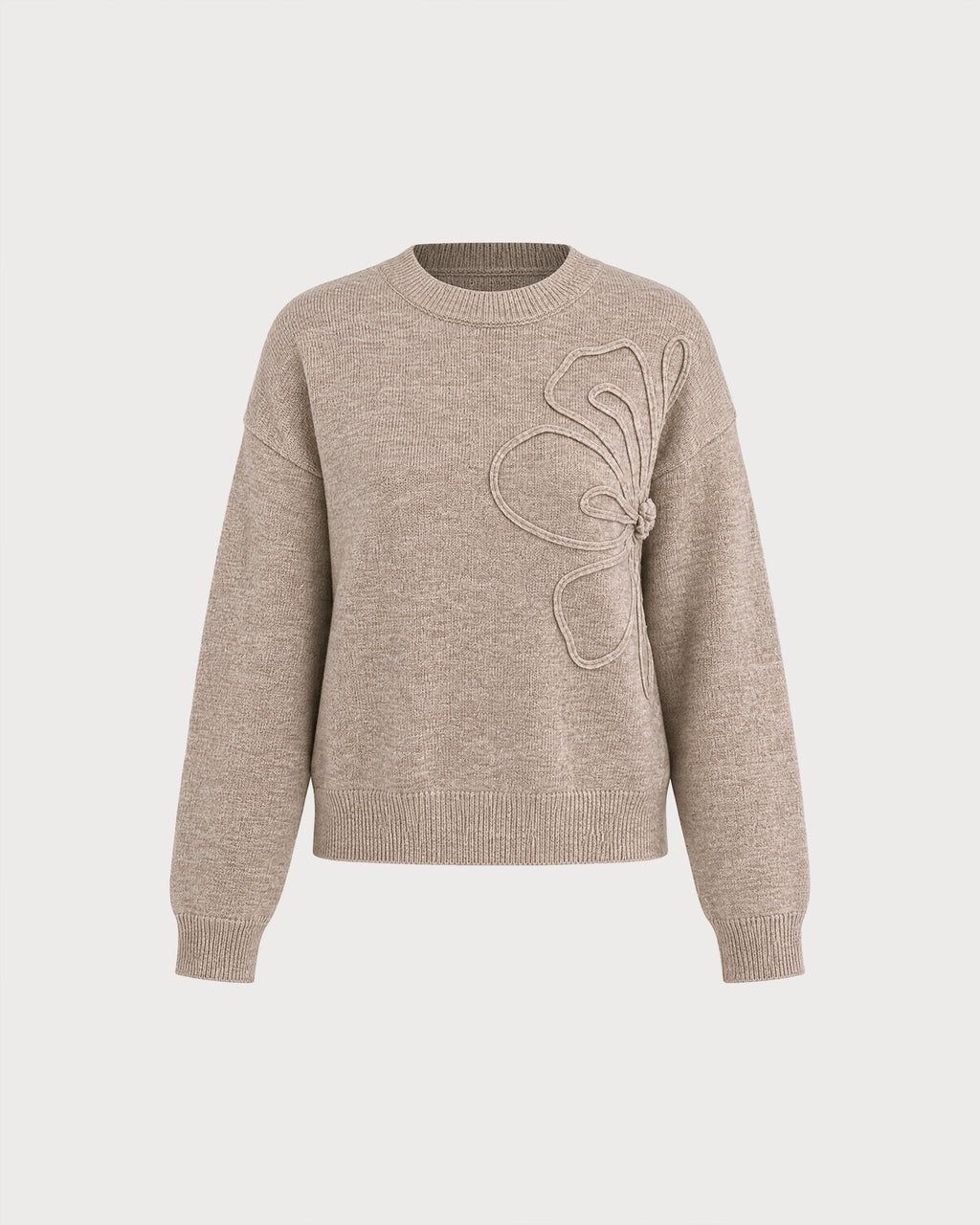 Jersey de punto caqui con cuello redondo