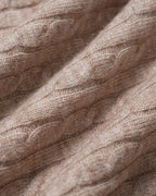 Jersey de punto camel con escote en V y botones