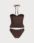 Tankini marrón café halter de talle natural