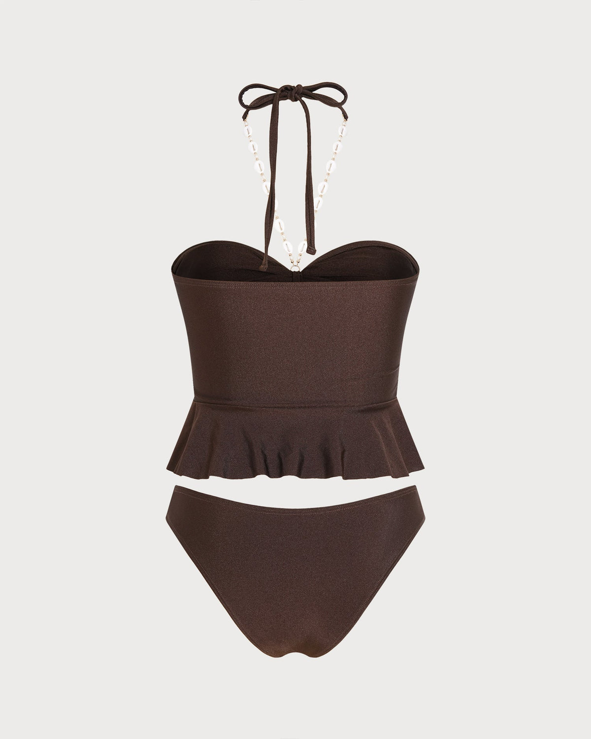 Tankini marrón café halter de talle natural
