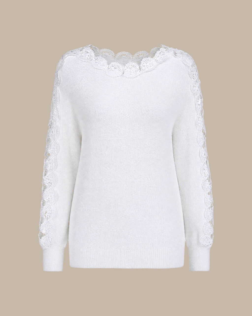 Jersey blanco con escote barco y aberturas