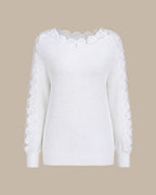 Jersey blanco con escote barco y aberturas