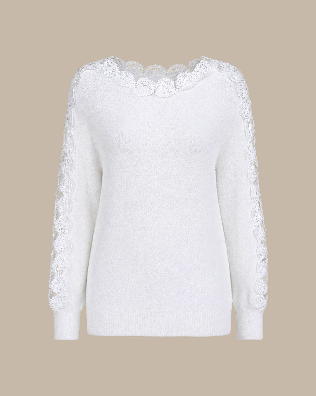 Jersey blanco con escote barco y aberturas