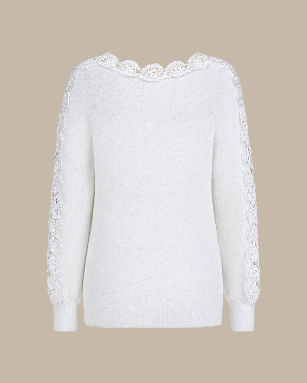 Jersey blanco con escote barco y aberturas