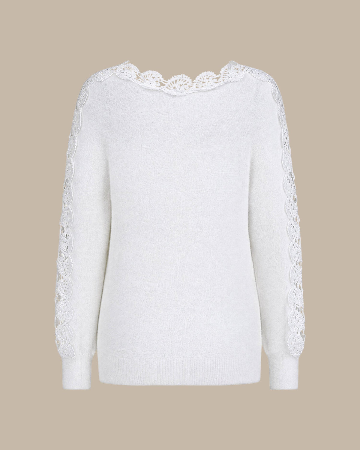Jersey blanco con escote barco y aberturas