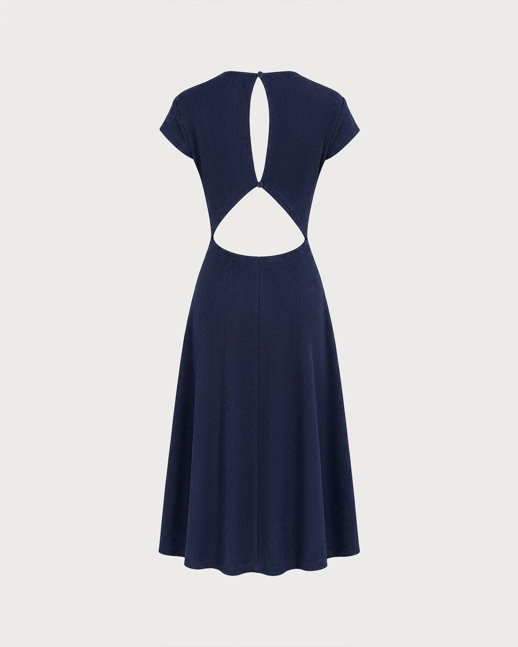 Amélie · Vestido midi azul marino de línea A con espalda descubierta y abertura