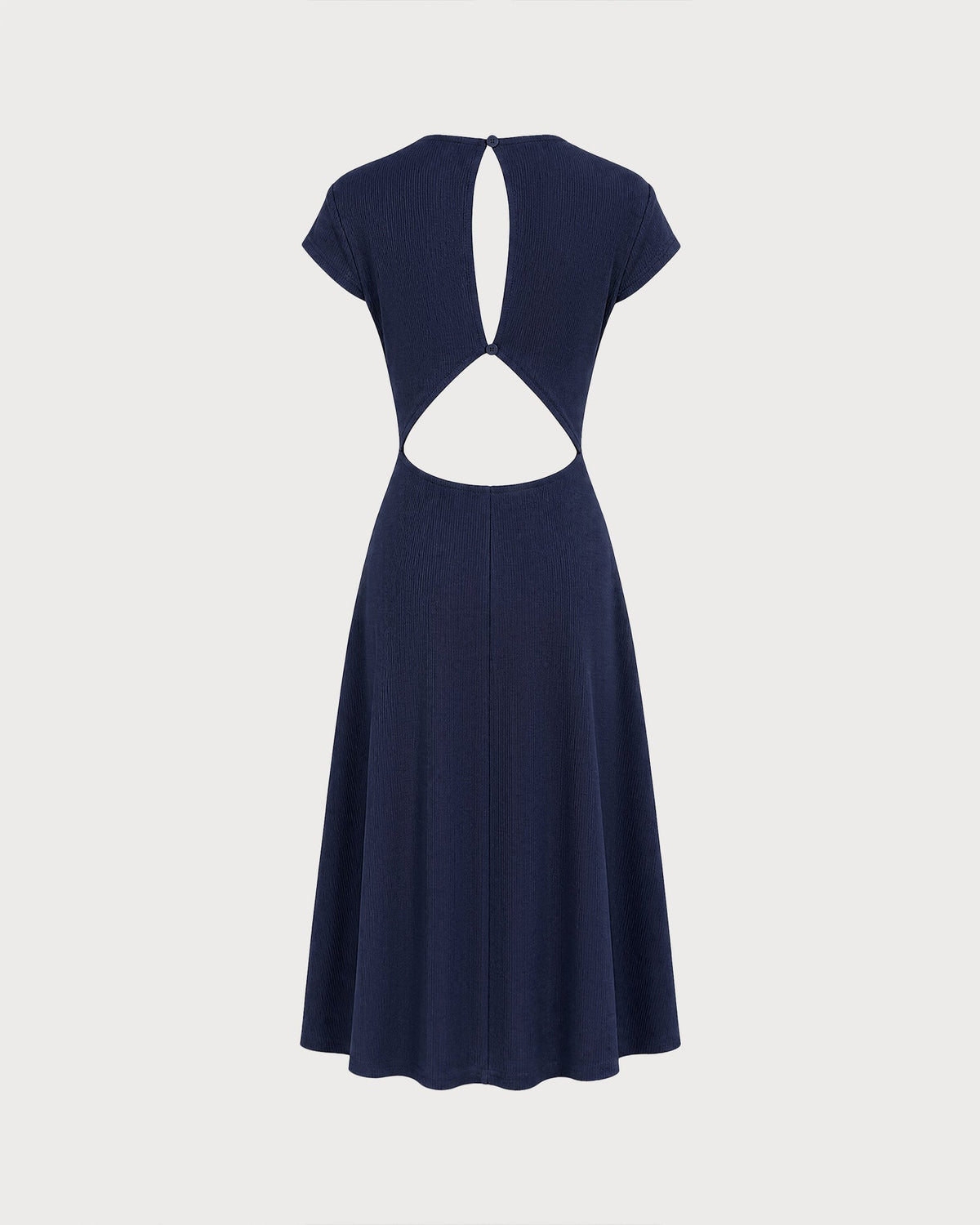 Amélie · Vestido midi azul marino de línea A con espalda descubierta y abertura