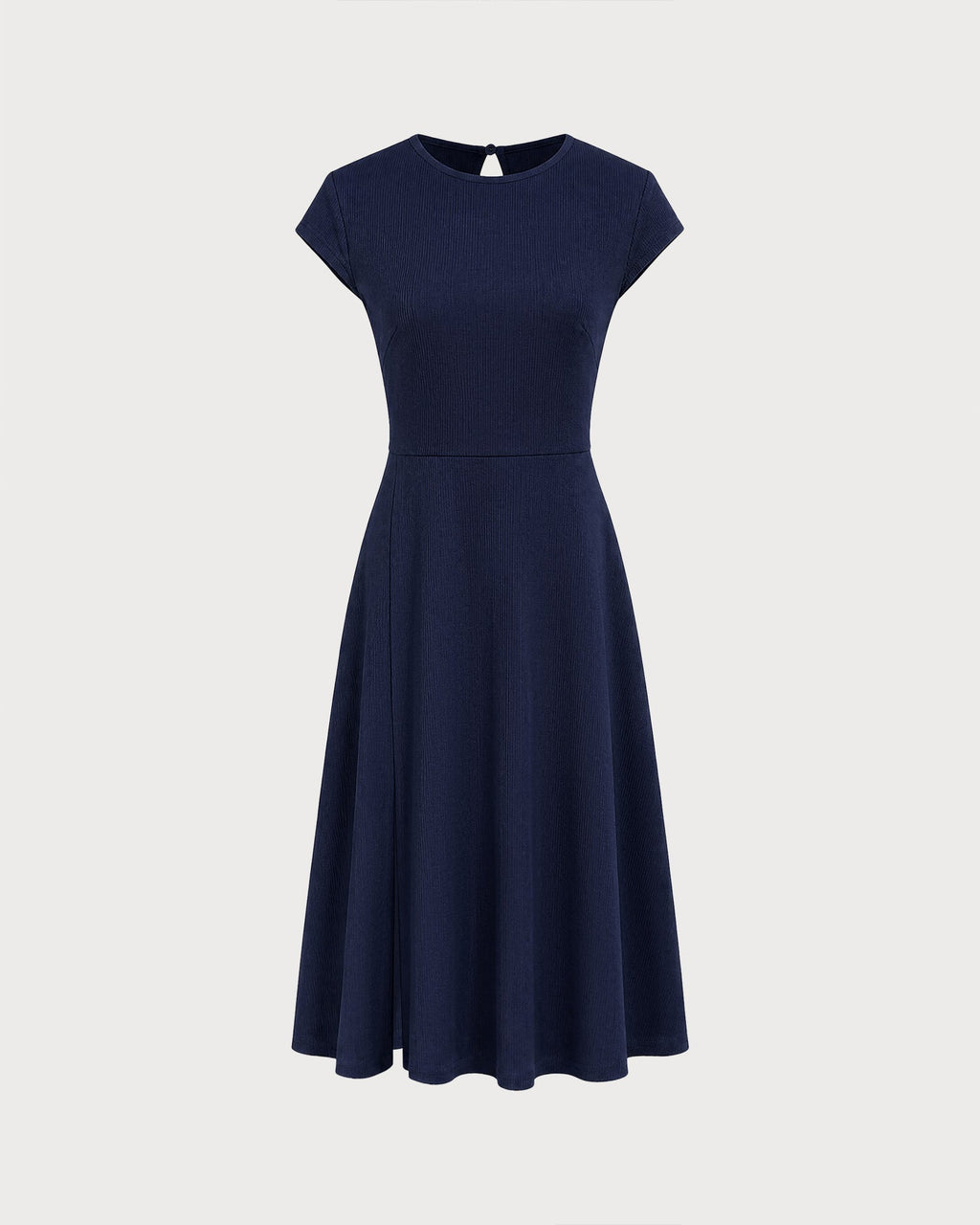 Amélie · Vestido midi azul marino de línea A con espalda descubierta y abertura