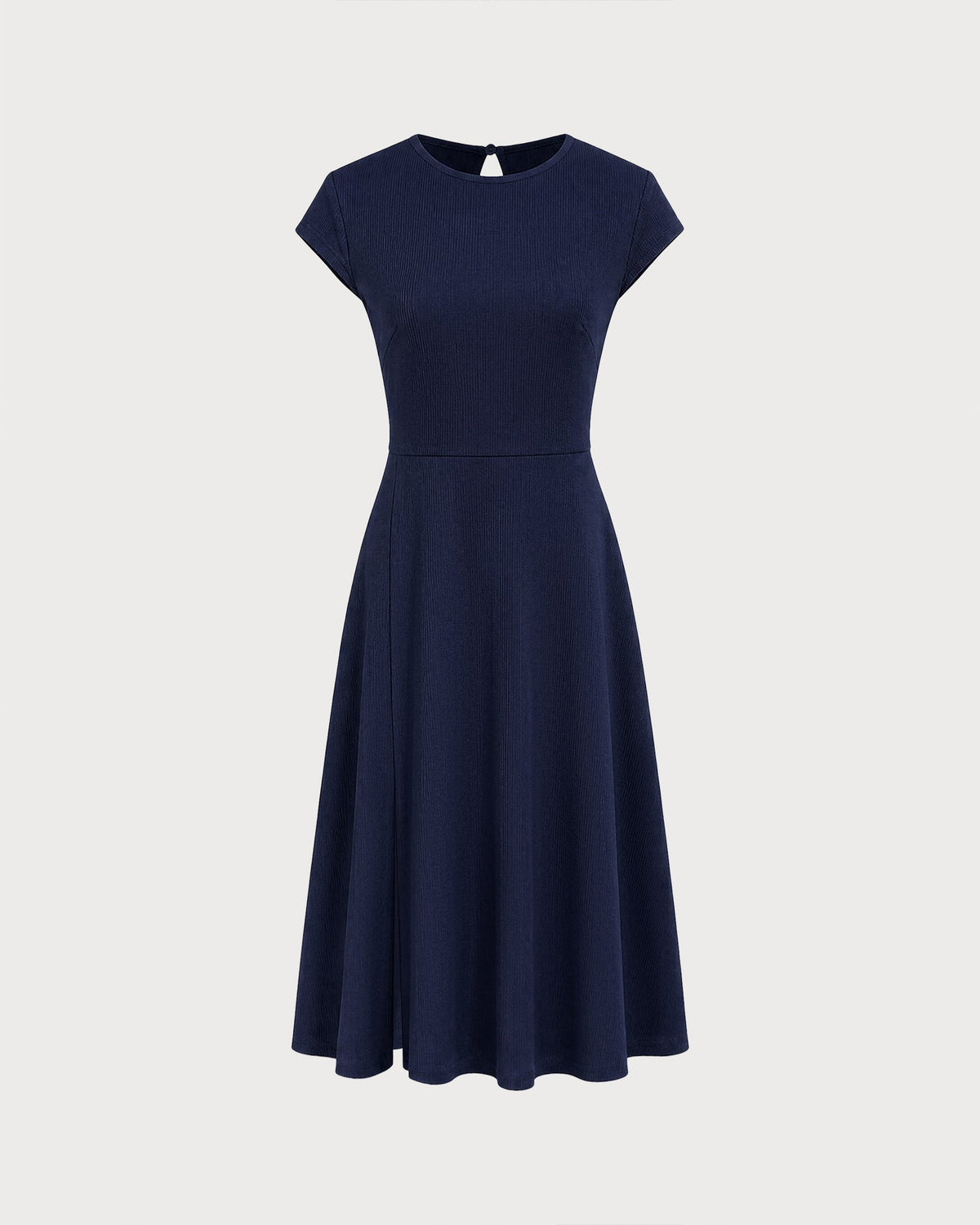 Amélie · Vestido midi azul marino de línea A con espalda descubierta y abertura