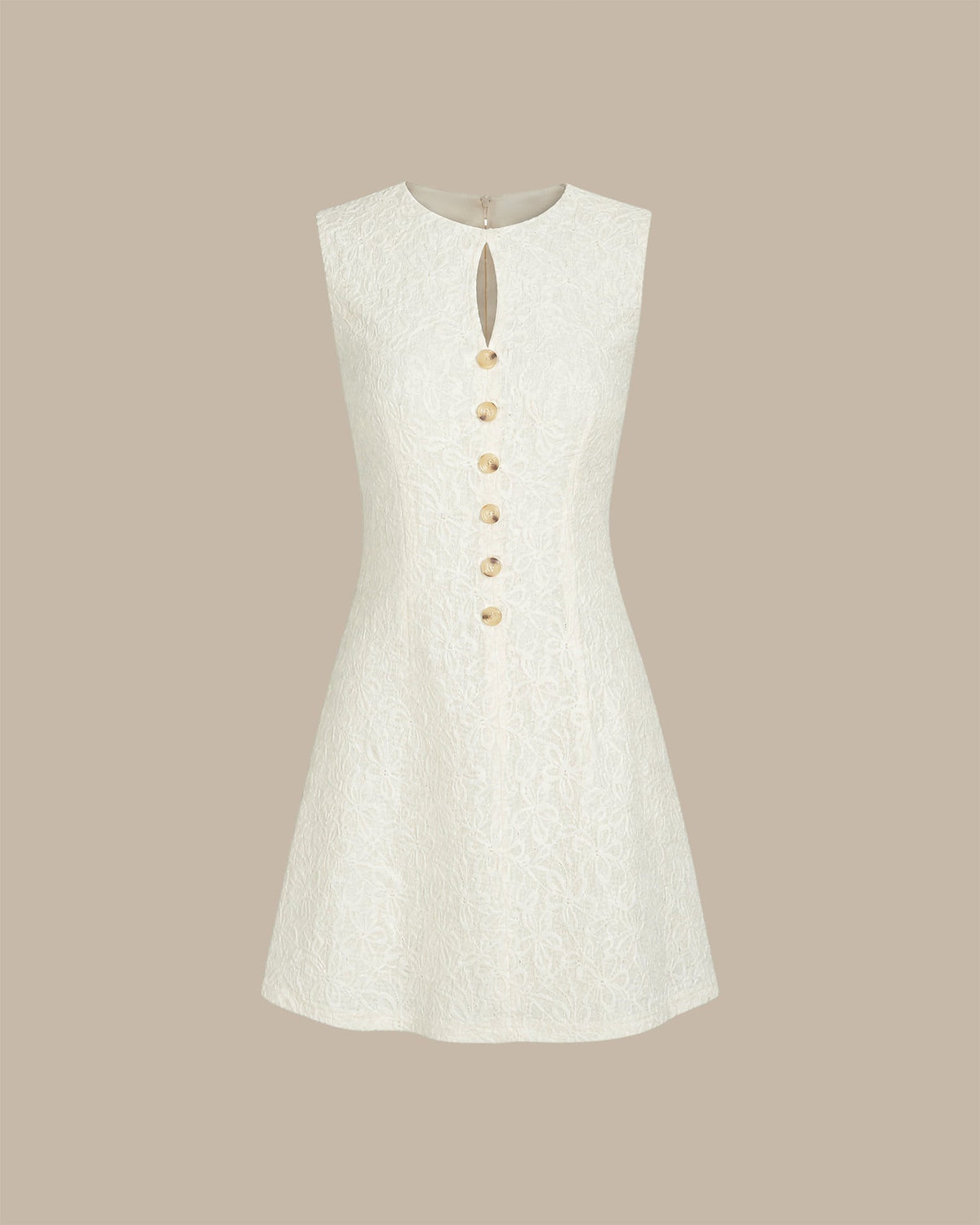 Vestido corto albaricoque de jacquard sin mangas