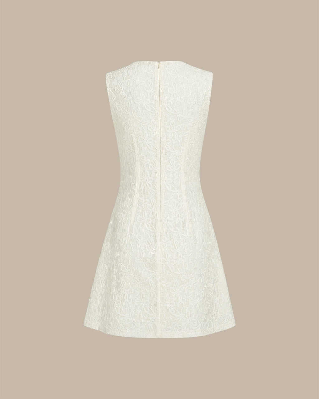 Vestido corto albaricoque de jacquard sin mangas