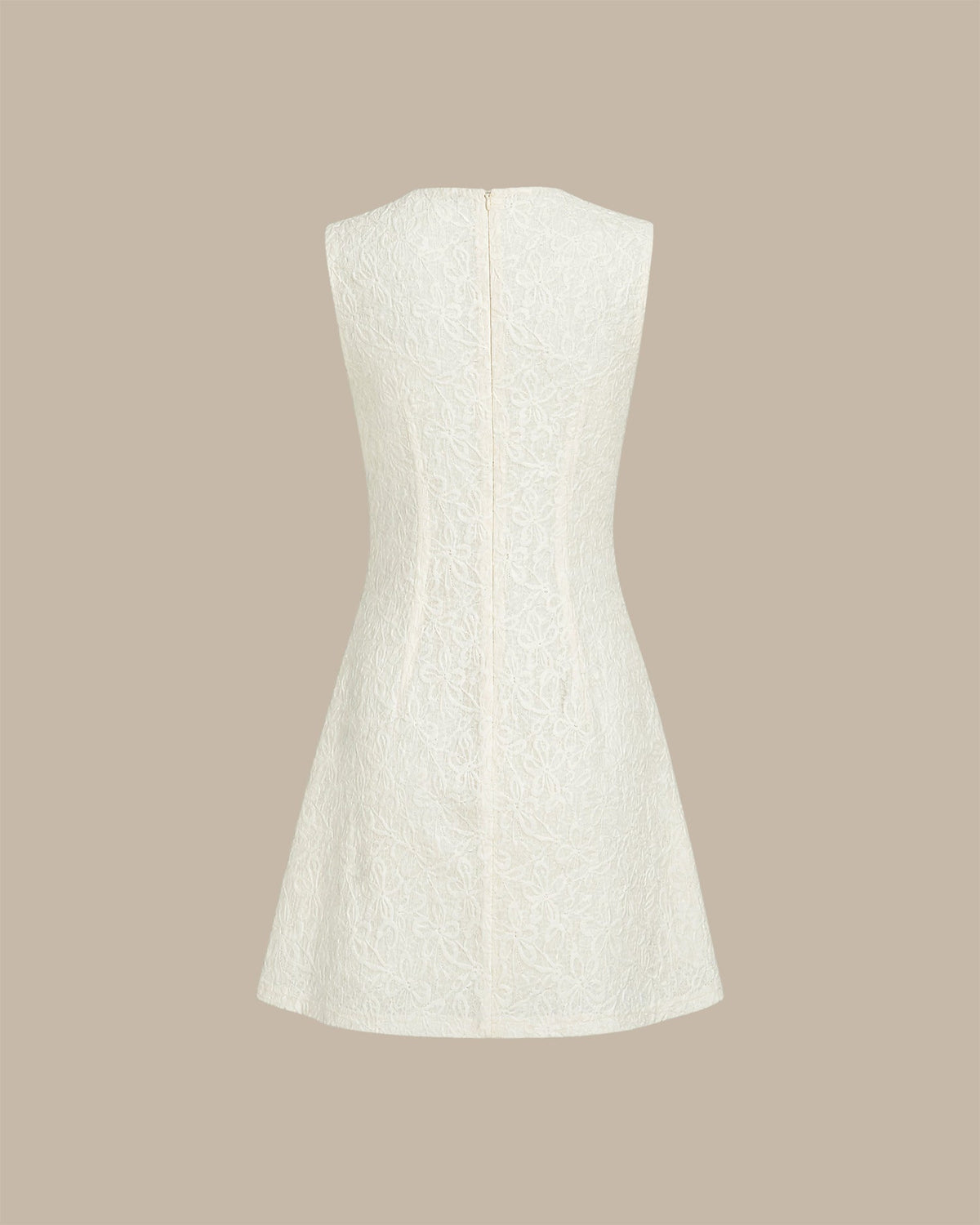 Vestido corto albaricoque de jacquard sin mangas