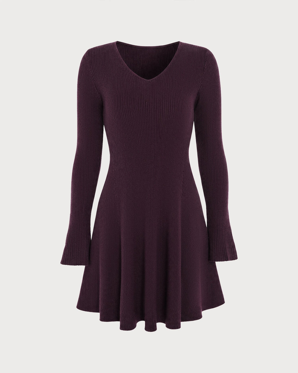 Vestido jersey morado tipo túnica con escote en V