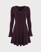 Vestido jersey morado tipo túnica con escote en V
