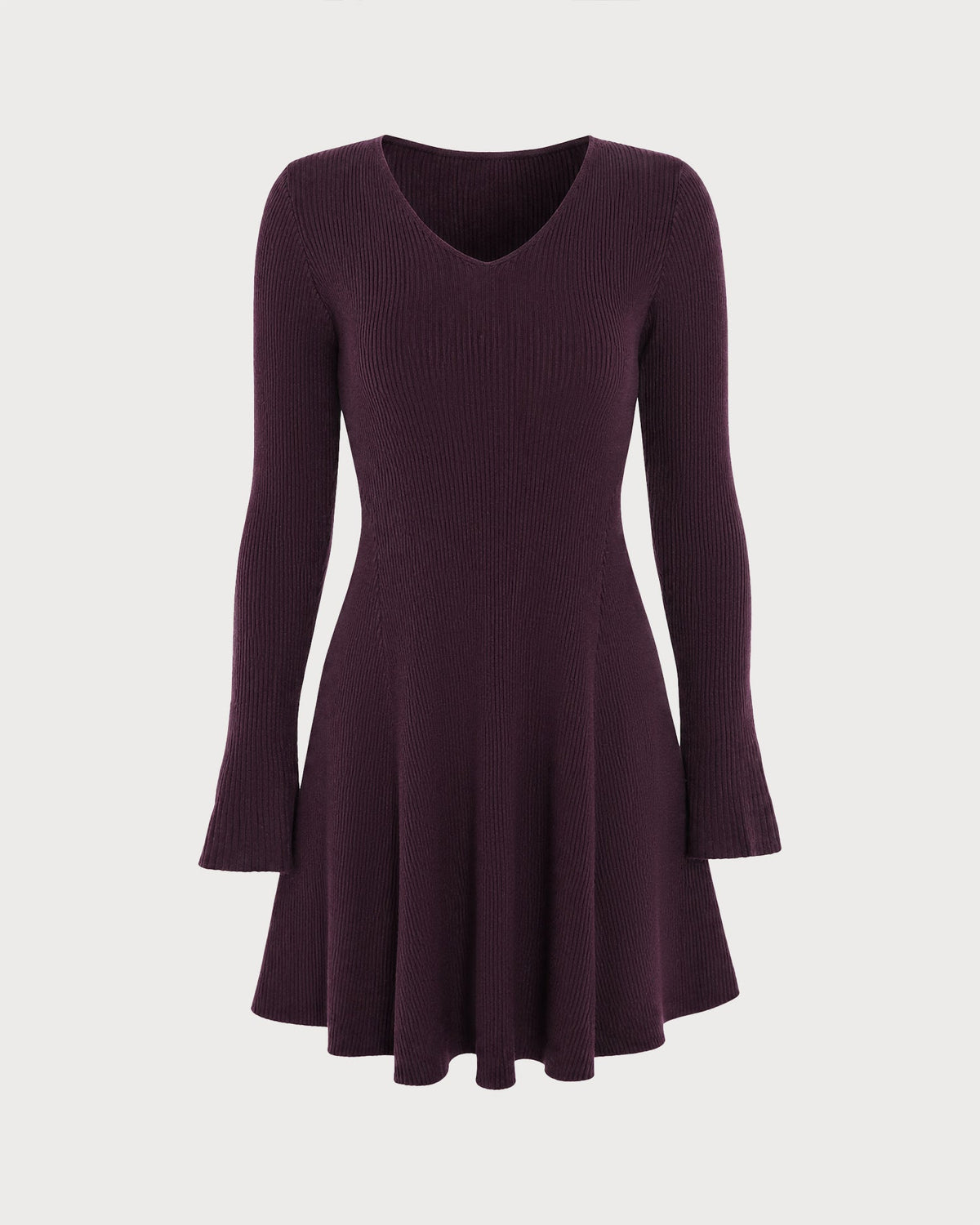 Vestido jersey morado tipo túnica con escote en V