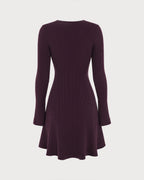 Vestido jersey morado tipo túnica con escote en V