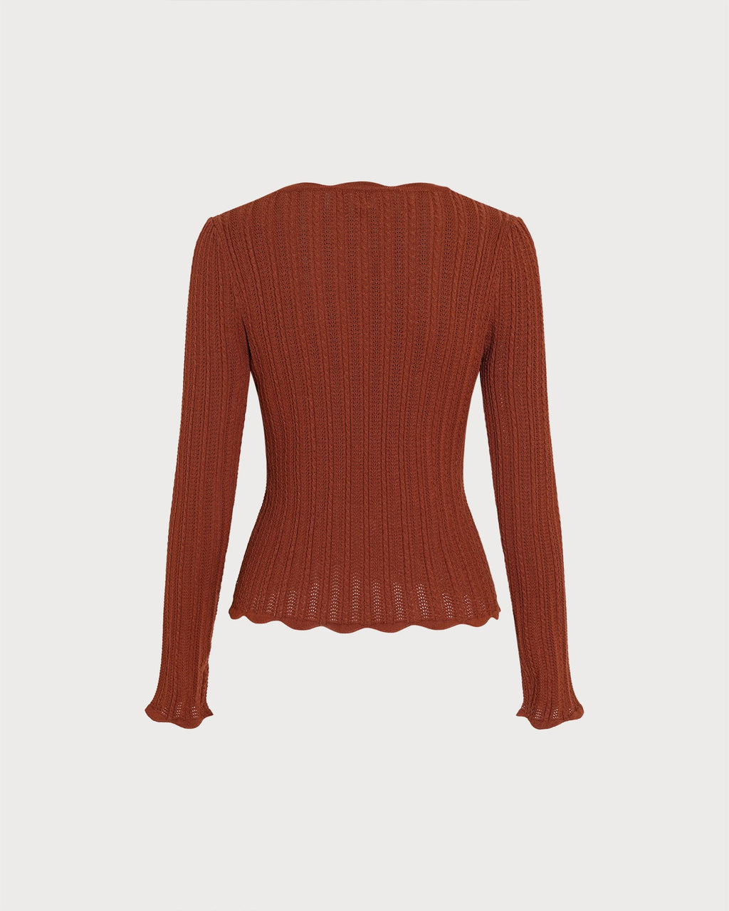 Jersey de punto marrón texturizado de manga larga
