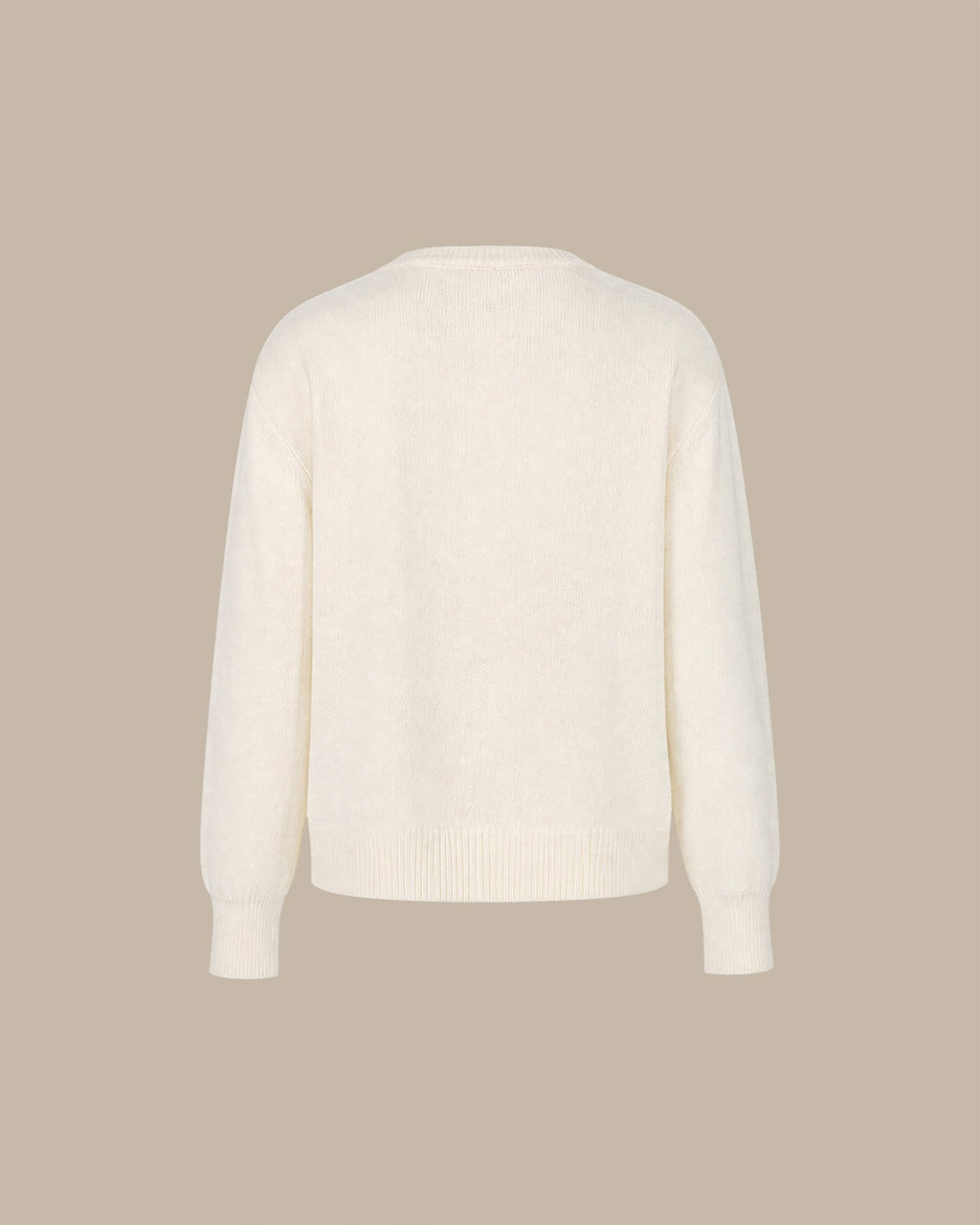 Chaqueta de punto blanco roto con cuello redondo y botones