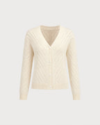 Chaqueta de punto albaricoque texturizada con escote en V