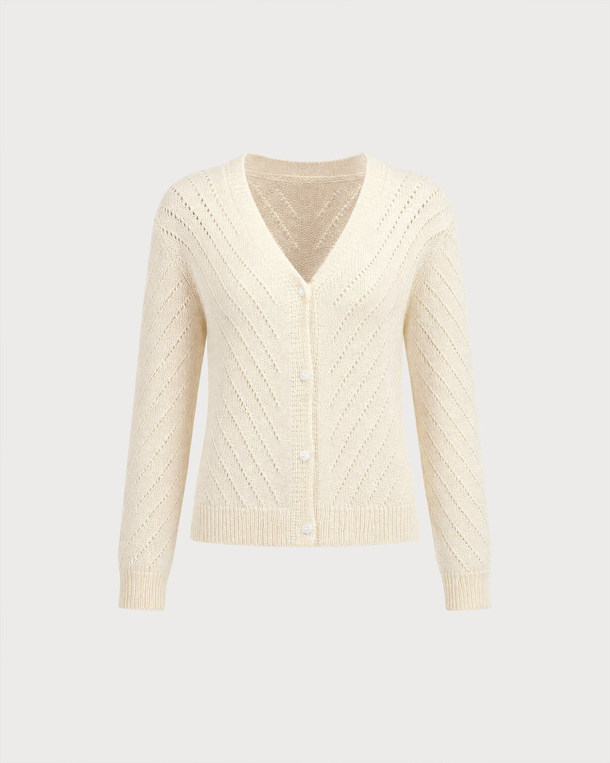 Chaqueta de punto albaricoque texturizada con escote en V