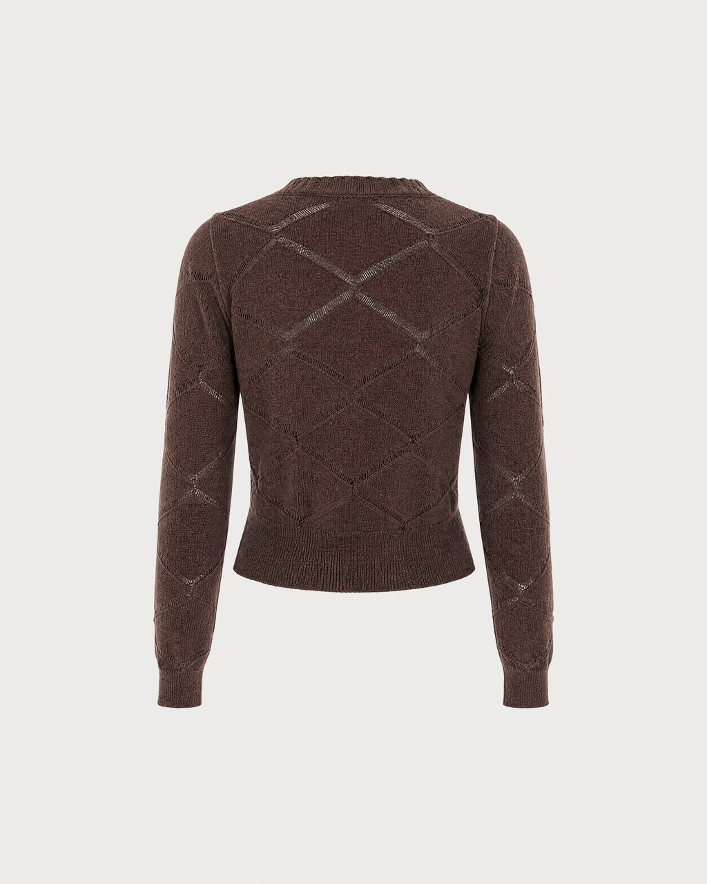 Chaqueta de punto marrón café con botonadura sencilla