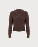 Chaqueta de punto marrón café con botonadura sencilla