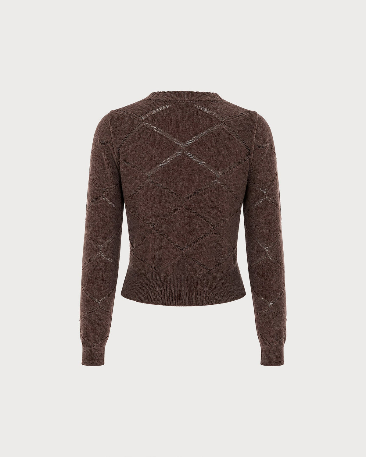 Chaqueta de punto marrón café con botonadura sencilla