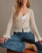 Chaqueta de punto albaricoque con aberturas y botones