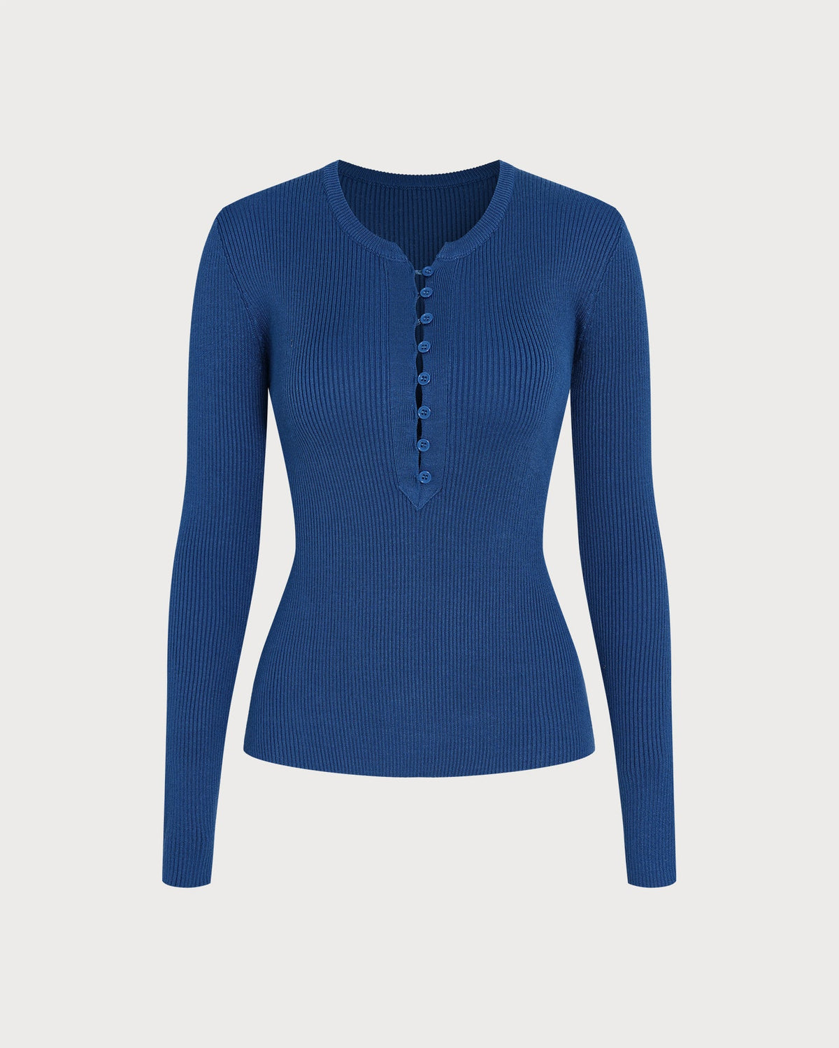 Jersey de punto azul texturizado con cuello redondo