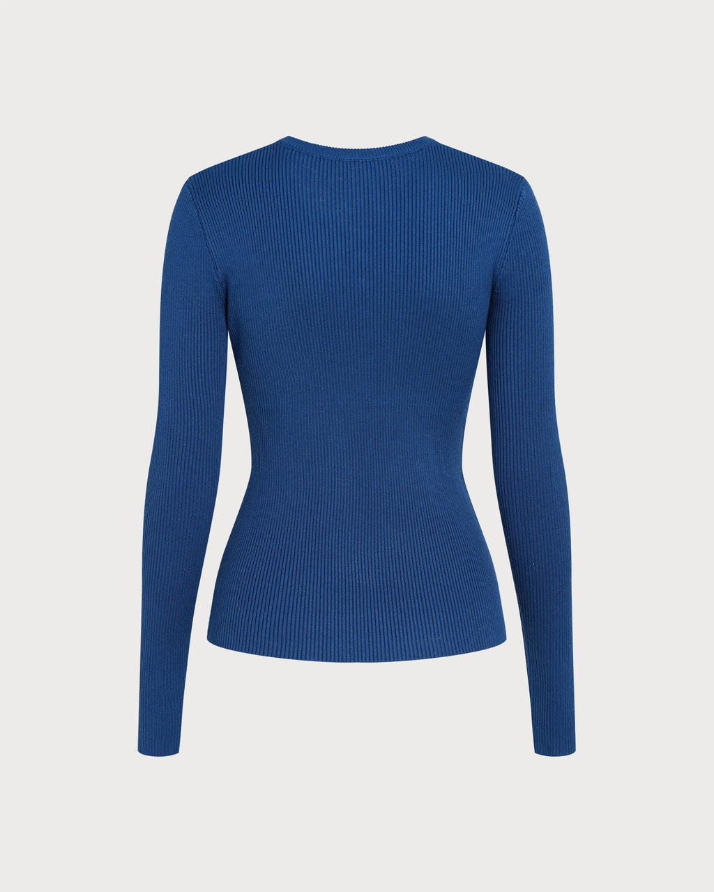 Jersey de punto azul texturizado con cuello redondo