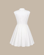 Vestido corto blanco de línea A con cuello mao