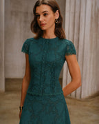 Blusa verde de jacquard con manga corta