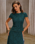 Blusa verde de jacquard con manga corta