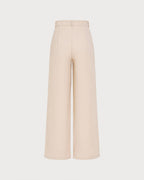 Pantalón recto albaricoque con botones y bolsillos