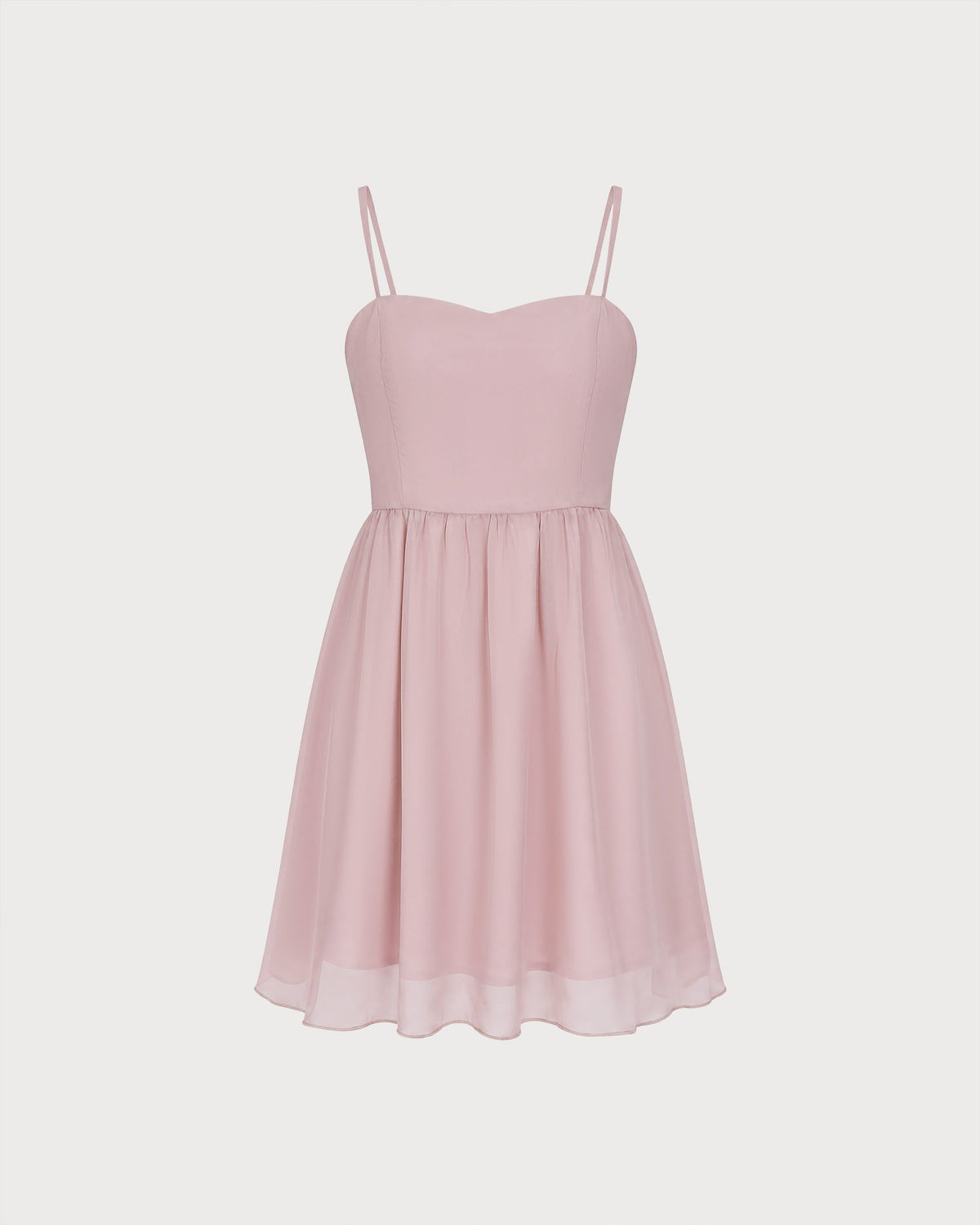 Vestido corto rosa de línea A con escote corazón