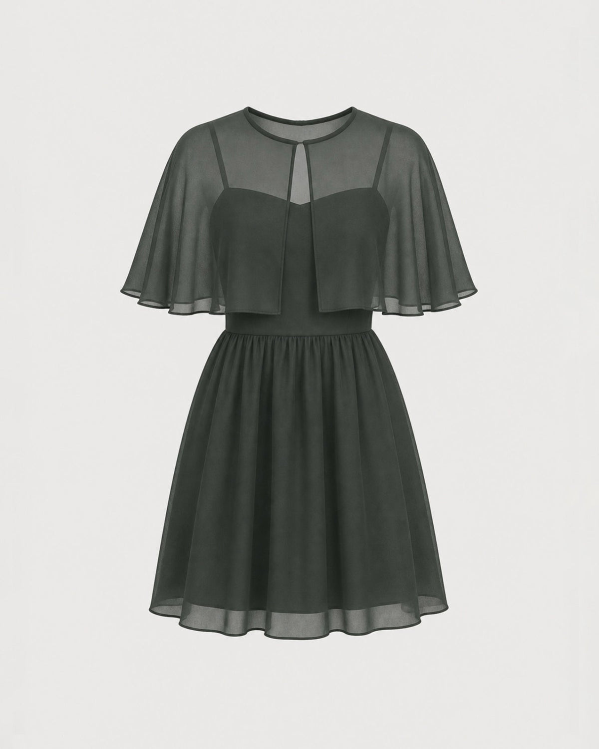 Vestido corto verde de gasa con escote corazón