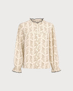 Camisa albaricoque de flores con manga poeta