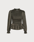 Camisa verde de cuadros fruncida con volantes